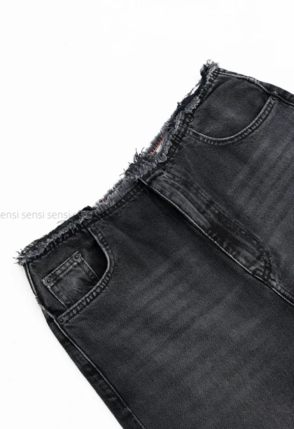 شلوار جین wide legلبه ریش کد1003049