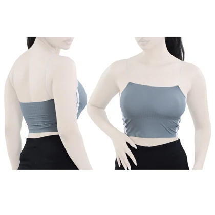نیم‌تنه کاپ‌دار لیزری ورزشی زنانه مدل 5B0194 آبی نفتی