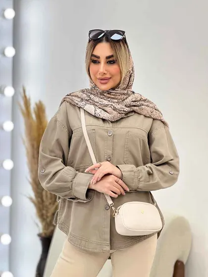 مانتو کتان دو جیب پشت پیله