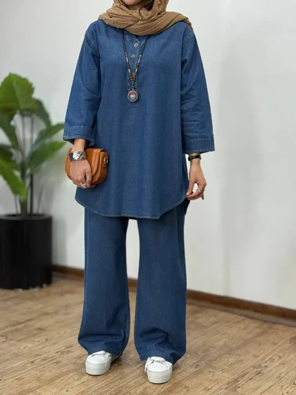 شلوار جین نیم بگ خاطره