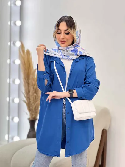 مانتو کتان دو جیب پرند