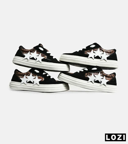 کفش اسنیکرزمشکی نارنجی سفید Amiri Stars v2 مدل 7069