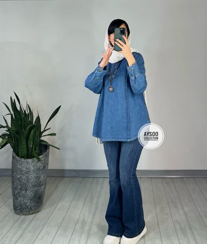 تونیک مانتویی جین آسمان
