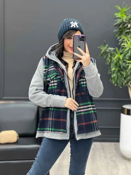 شکت چهارخونه ترکیبی دو جیب پاکتی