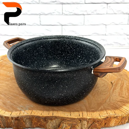 قابلمه 28 ونیز دسته چوبی درب پیرکس مشکی هاناتک