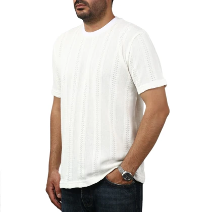 تیشرت آستین کوتاه بافت مردانه سیزر مدل 15512052