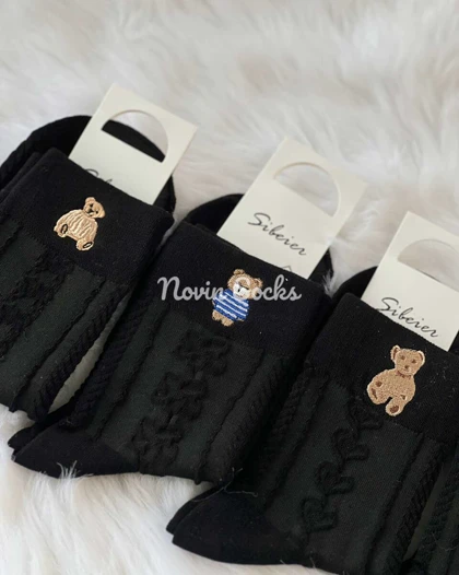 جوراب نیم ساق گلدوزی خرسی