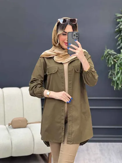 مانتو جیب نما بغل زیپ طنین