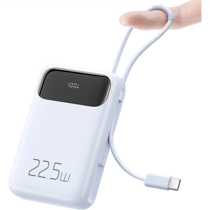 پاوربانک 10000 تایپ‌سی و USB-A توان 22.5 وات مک‌دودو MCDODO MC-324 با کابل تایپ‌سی متصل و نمایشگر دیجیتالی
