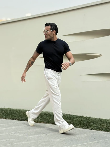 تیشرت کبریتی فیت شرت سرمه ای