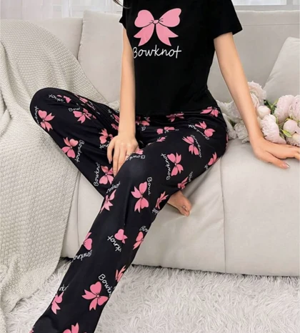 شلوار پیژامه مخمل طرح پاپیونی وارداتی دبی