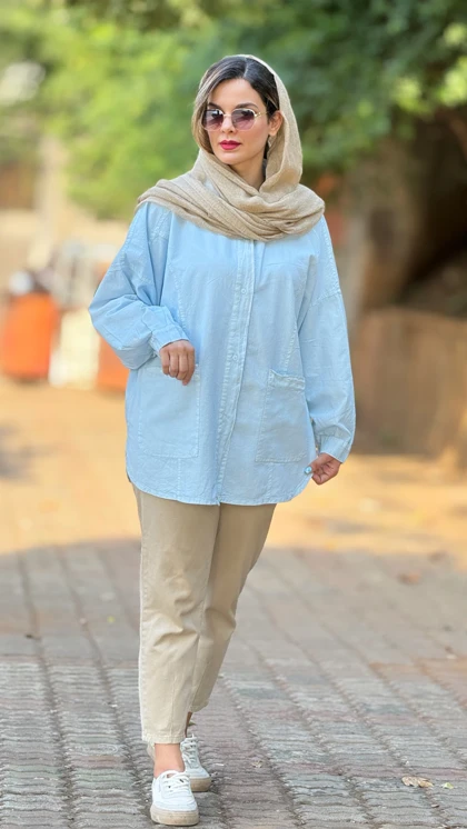 مانتو لینن جیب پایین