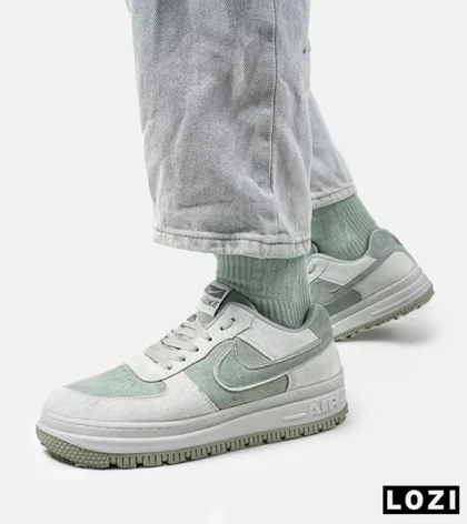 کفش کتانی بزرگ پا طوسی سبز NIKE AIR FORCE مدل 4423