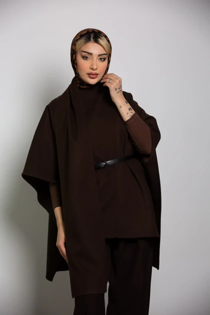 پالتو پانچ رویا با کمربند چرم