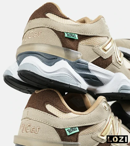 کفش کتانی مردانه و زنانه کرم قهوه ای NEW BALANCE 9060