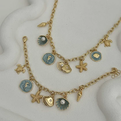 نیم ست دستبند گردنبند آویزدار کد 768