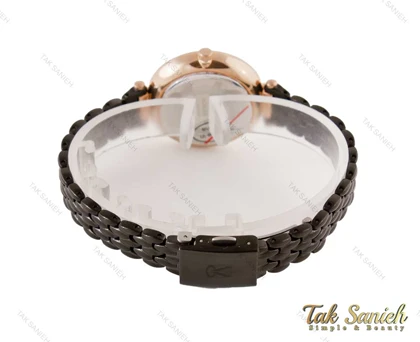 ساعت رومانسون زنانه نگین‌دار رزگلد مشکی Romanson-3732-L