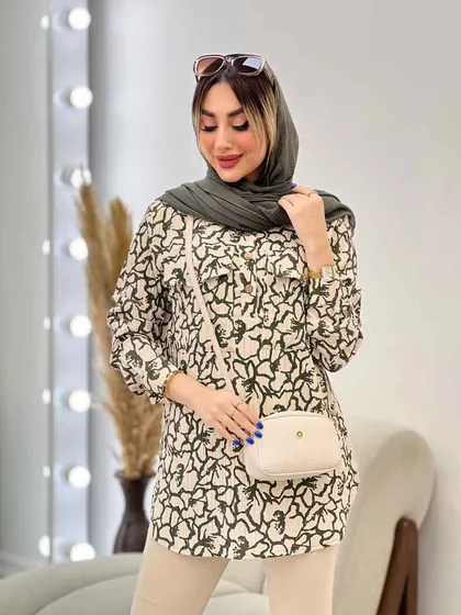 شومیز طرح دار دو جیب