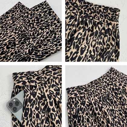 شلوار زنانه پلنگی کرپ