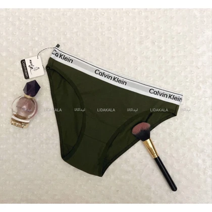 شورت نخی اسلیپ طرح Calvin Klein رنگ سبز زیتونی کد LK14642