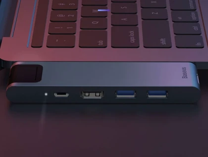 هاب 7 پورت تایپ سی بیسوس Baseus Thunderbolt 7 in 1 HUB 100W CAHUB-L0G