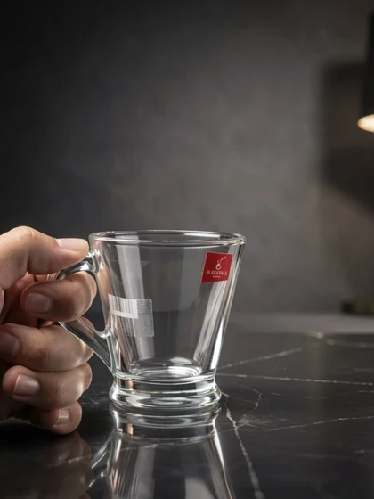 لیوان 6 عددی چای خوری دسته دار ته گرد