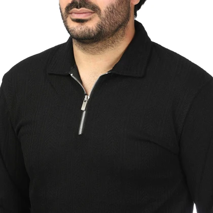 پولوشرت آستین بلند نیم زیپ مردانه سیزر مدل 1550453