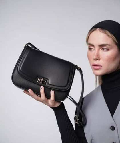 کیف دوشی زنانه کوچک چرم مصنوعی دیویدجونز DAVIDJONES