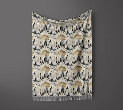 شال مبل ریش دار sofa shawl 159