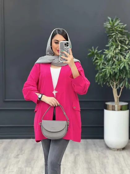 مانتو لینن سر آستین چاک دو جیب