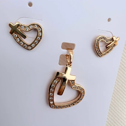 نیم ست صلیب قلبی ژوپینگ بدون زنجیر