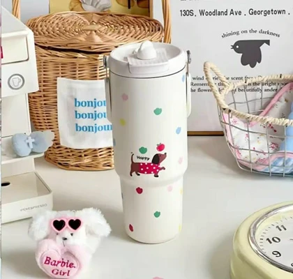 تراول ماگ سطلی طرح Happy dog حجم 900 میل