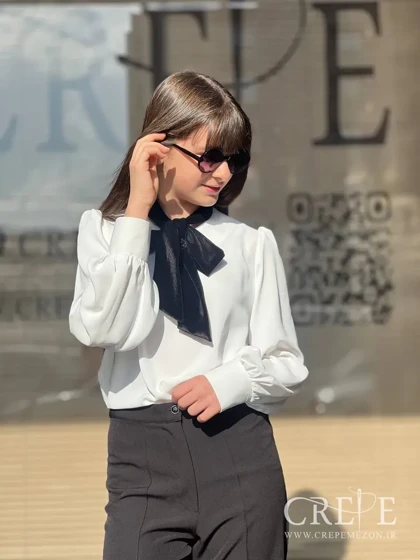 شومیز الیزه یقه کرواتی مخمل