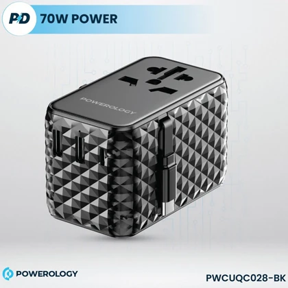 مبدل برق چندکاره 2500 وات و شارژر دیواری فست USB و تایپ‌سی 20 وات پاورولوژی PWCUQC028