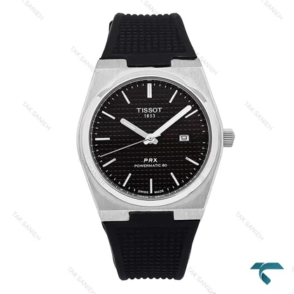 ساعت تیسوت PRX مردانه استیل بند رابر مشکی Tissot-6548-G