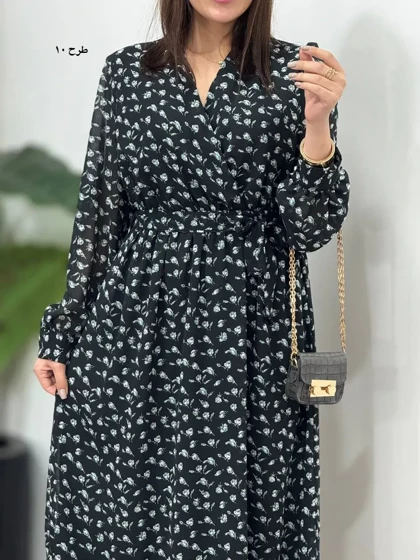 پیراهن بلند حریر آستردار آوا کد 4397