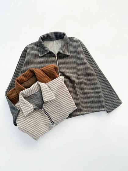 بلوز مخمل نیم زیپ پایین گتر دار