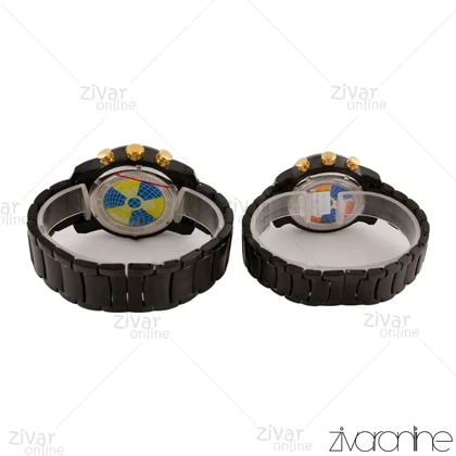 ست ساعت بولگاری سه موتوره صفحه مشکی طلایی 105725