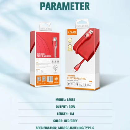 کابل شارژ یو اس بی به میکرو الدنیو LDNIO مدل LS661 طول 1 متر