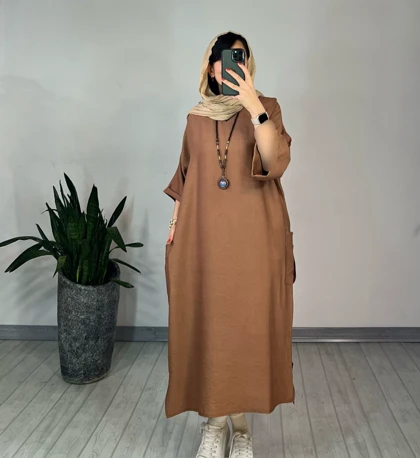 پیراهن مانتویی زیتون 2 (ارسال رایگان)