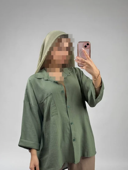 شومیز مانتویی تک جیب روشنا