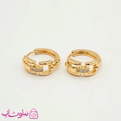 گوشواره حلقه‌ای کوچک ژوپینگ نگین‌دار