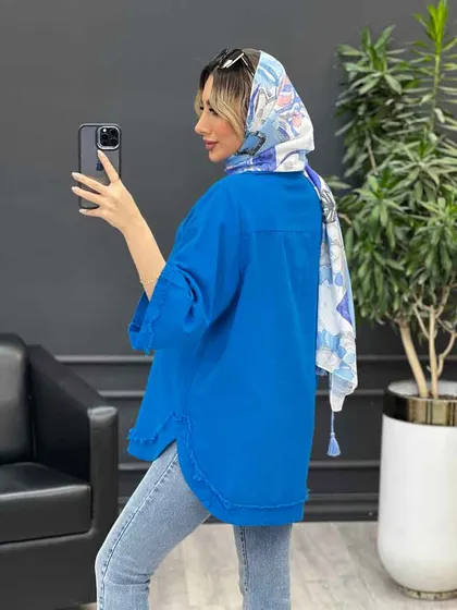 مانتو یقه دو دکمه دو جیب