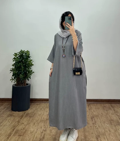 مانتو کفتان بلند لینن الناز 6 کد 2565