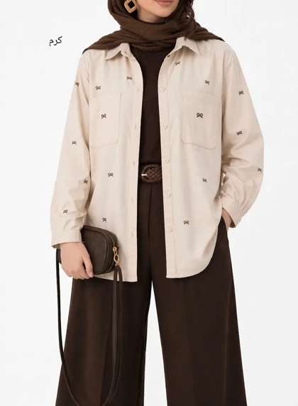 مانتو لینن گلدوزی پاپیون