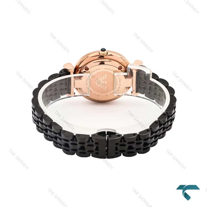 ساعت زنانه امپریوآرمانی مشکی رزگلد ایندکس نگین Armani-6167-L