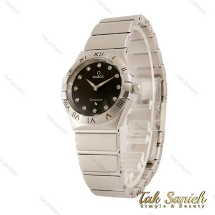 ساعت مچی امگا کانسلیشن زنانه سیلور صفحه مشکی ایندکس نگین Omega-5462-L