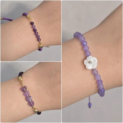 دستبند و گردنبند سنگ آمیتیست اصل و نقره 925