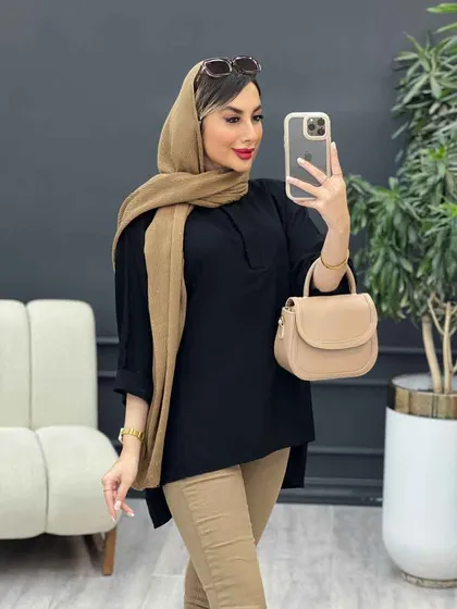 مانتو جلو بسته دکمه مخفی 4965