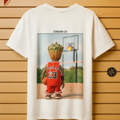 تیشرت لانگ air Jordan سفید سایز 3xl نخ پنبه